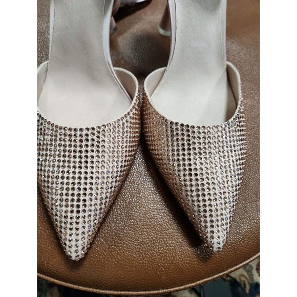 Jeffrey Campbell Women's Blush Zivote Rhinestone Pointed-Toe Slingback Pumps 8 - Picture 4 of 6